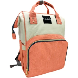 Pañalera Mochila Térmica Impermeable Oxford 600D Coral Blanco