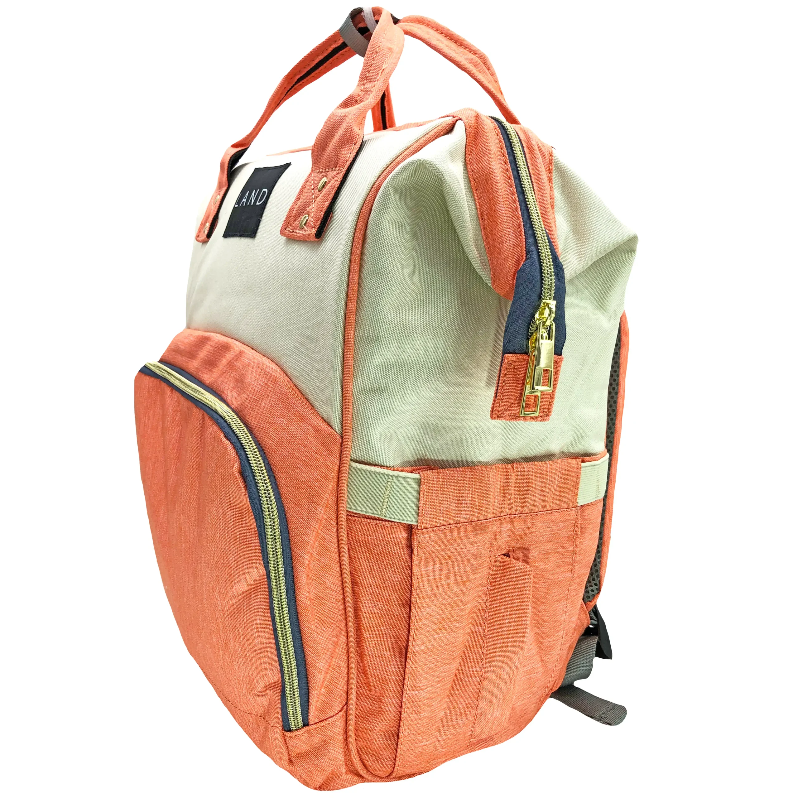 Pañalera Mochila Térmica Impermeable Oxford 600D Coral Blanco - Image 6