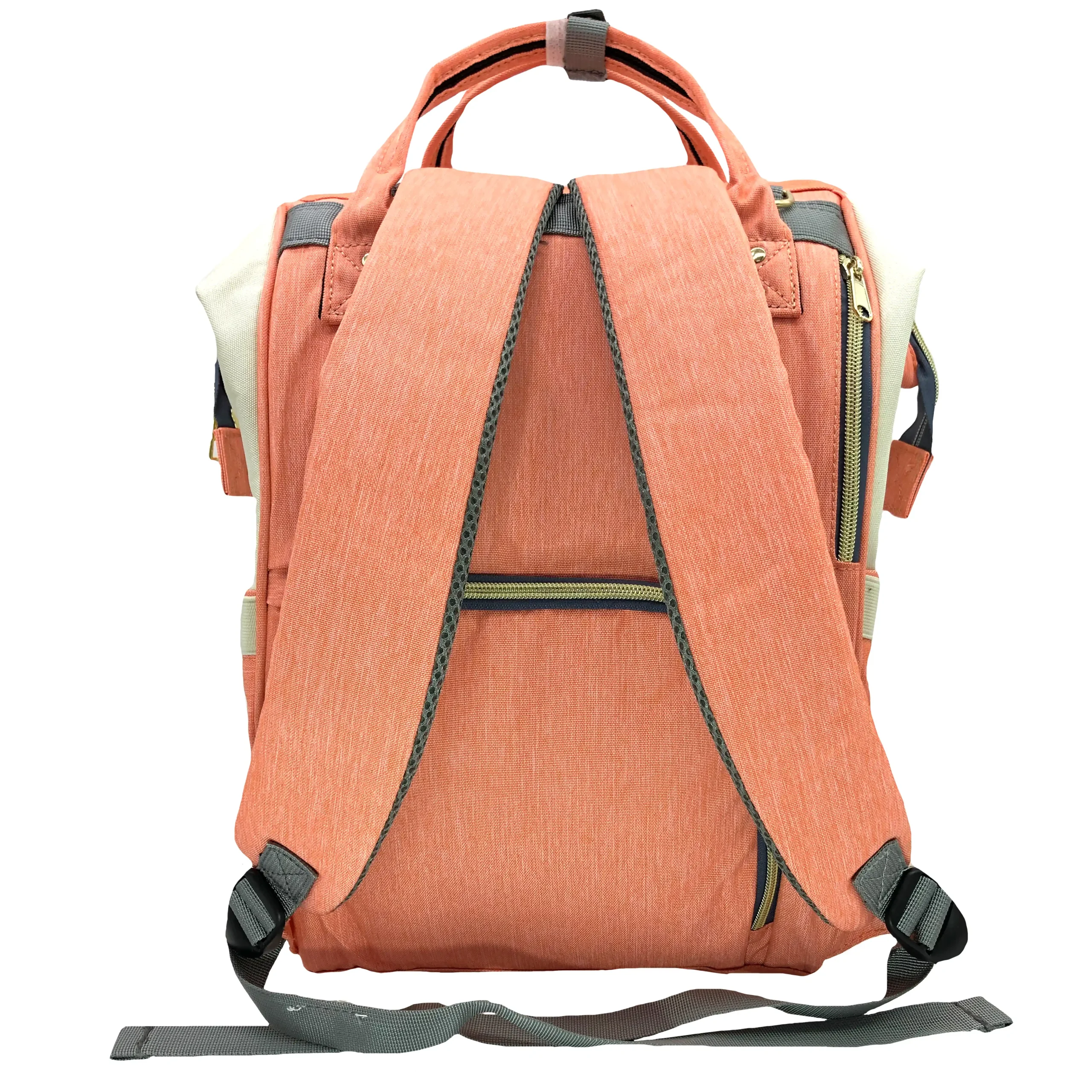 Pañalera Mochila Térmica Impermeable Oxford 600D Coral Blanco - Image 5