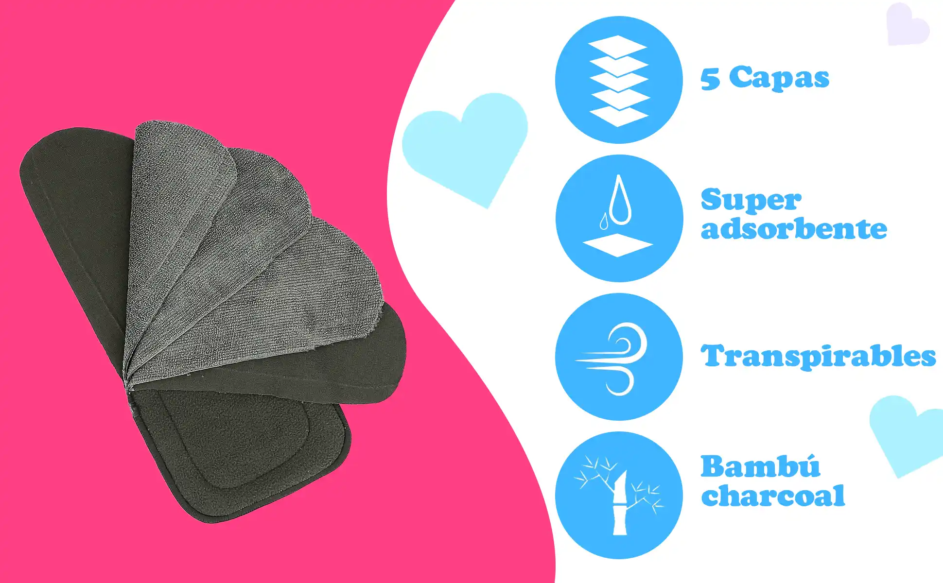 Pañal de Tela Reutilizable con Insertos Nocturnos y Rollo de Bambú - Image 4