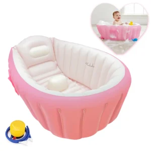 Bañera inflable para bebé con bomba EcoBaby Original color rosa