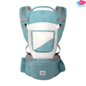 Canguro Porta Bebé Ergonómico Respirable 4 En 1 Algodón Puro Con Malla  Color Verde Menta