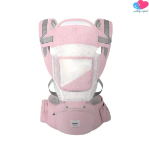 Canguro Porta Bebé Ergonómico %100 Algodón Color Rosa