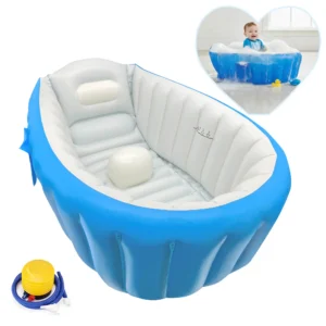 Bañera inflable para bebé con bomba EcoBaby Original color azul
