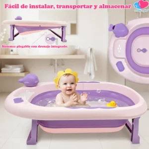 Bañera Tina Para Bebé Con Antiderrapante Color Violeta
