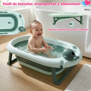 Bañera Tina Para Bebé Con Antiderrapante Color Verde