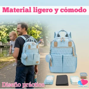 Mochila Pañalera con Monedero Multifuncional Azul