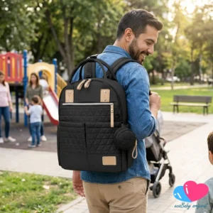 Mochila Pañalera con Monedero Multifuncional Negro