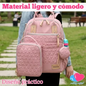 Mochila Pañalera con Monedero Multifuncional Rosa