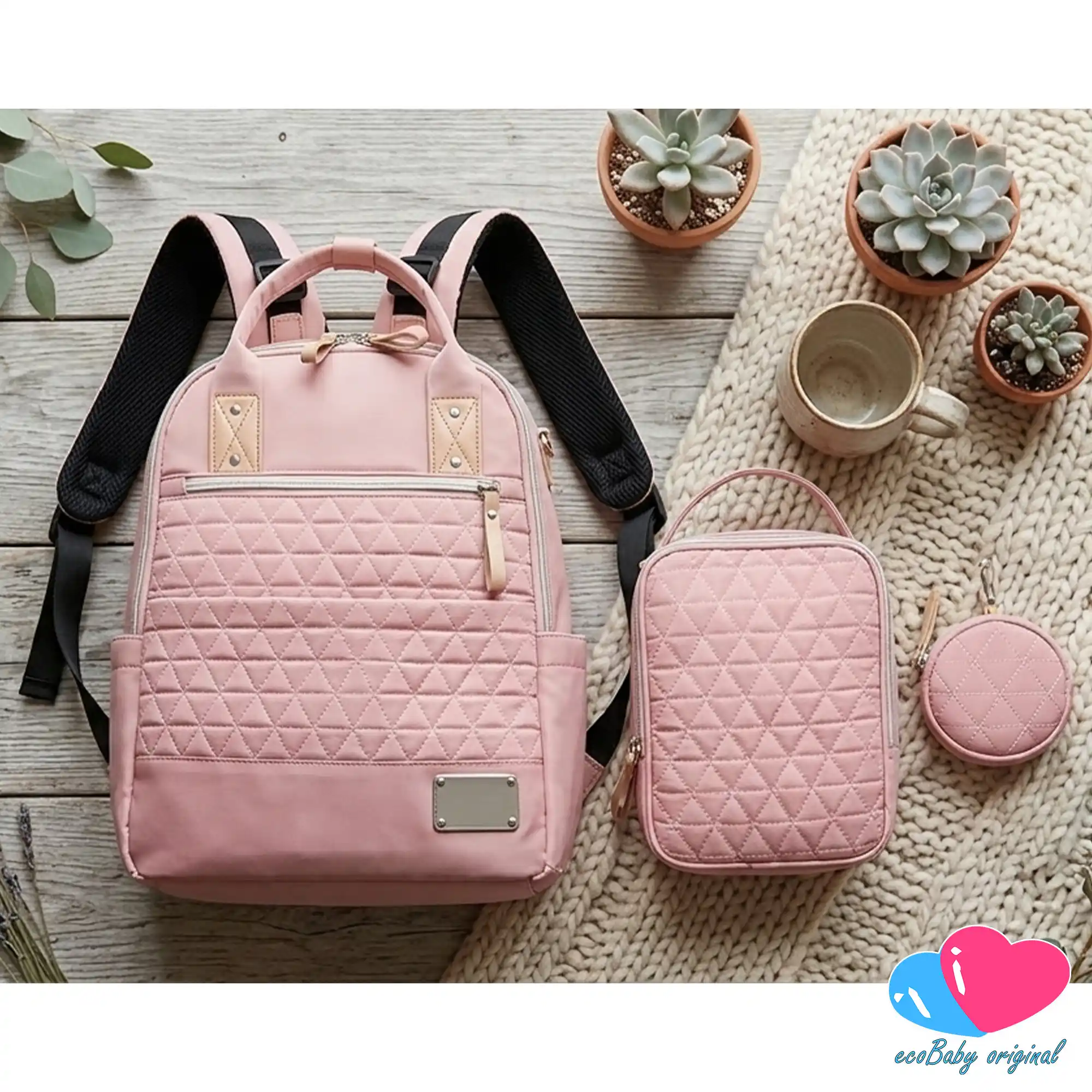 Mochila Pañalera con Monedero Multifuncional Rosa - Image 5