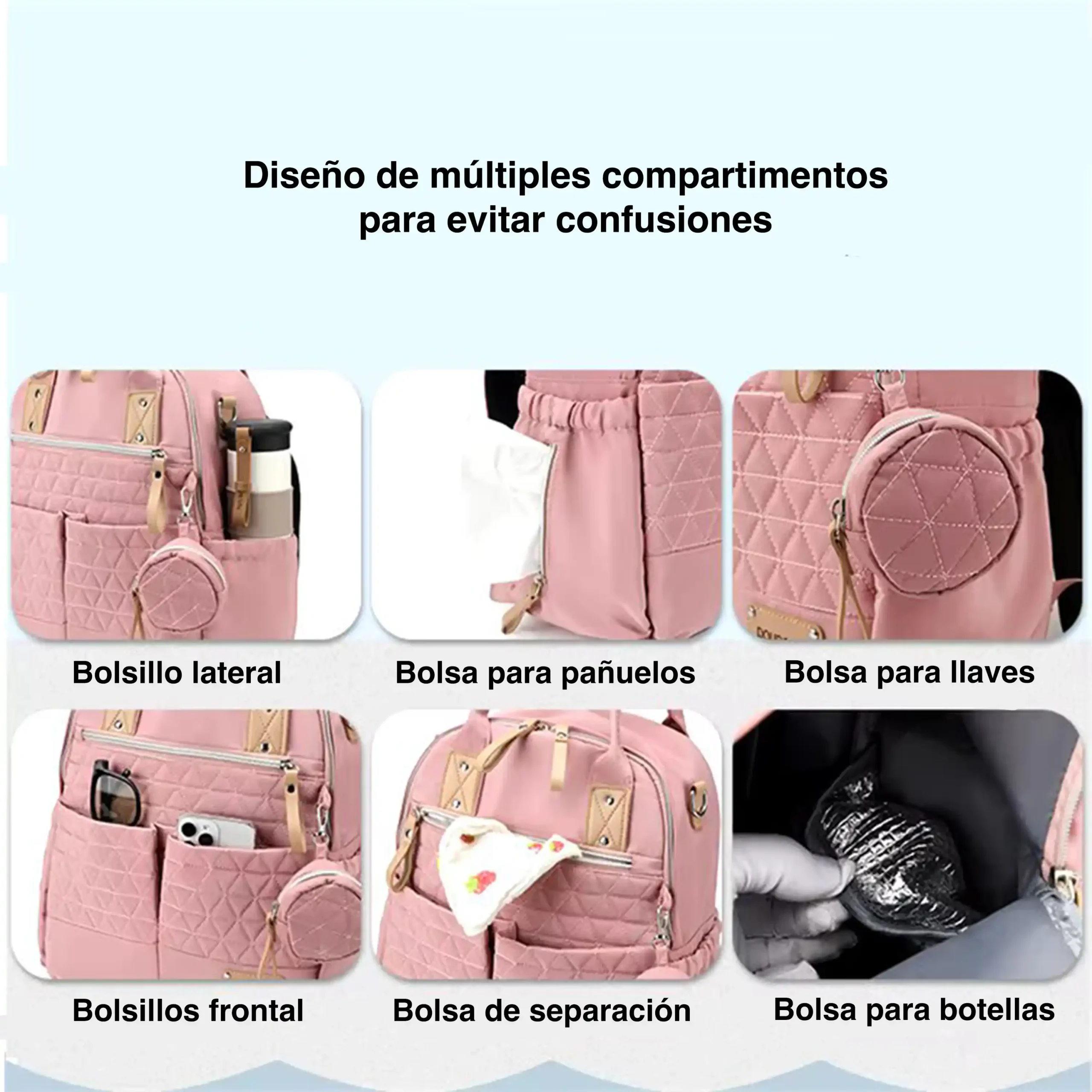 Mochila Pañalera con Monedero Multifuncional Negro - Image 6