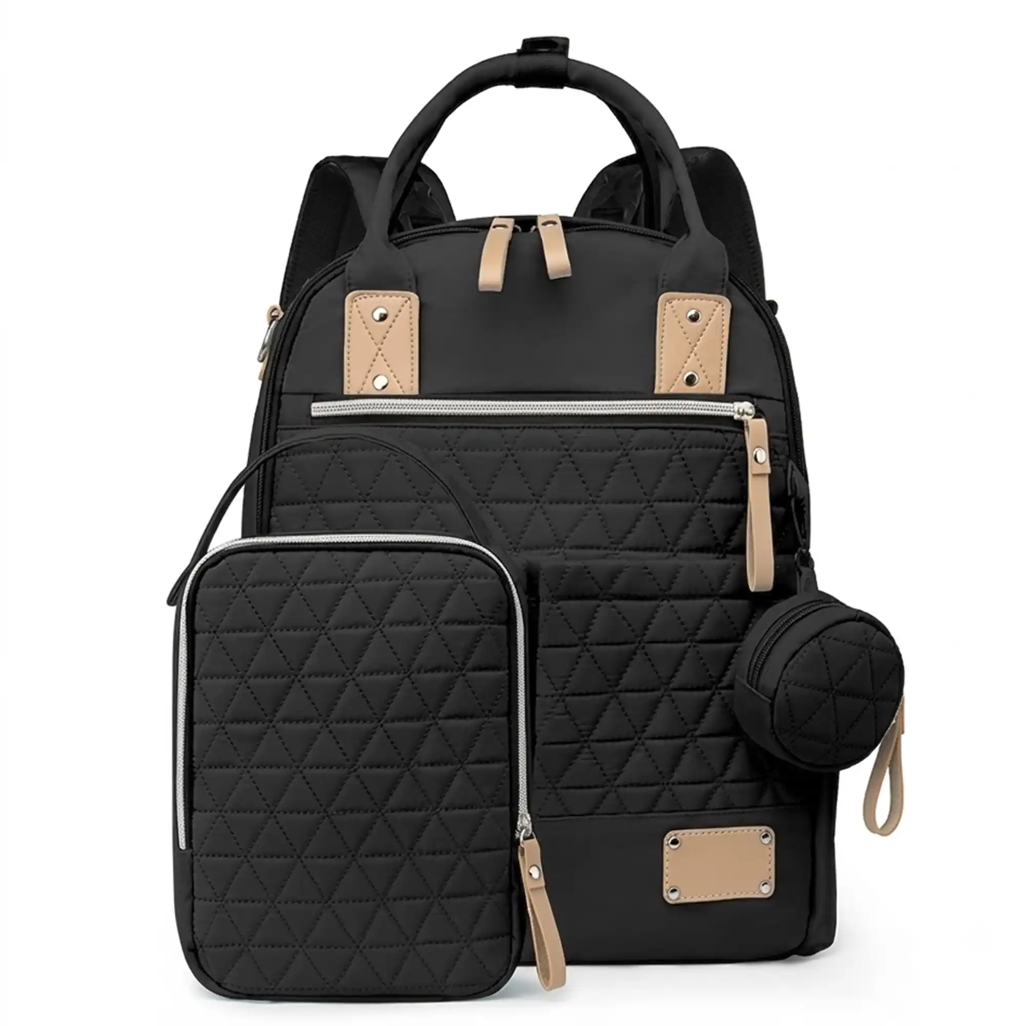 Mochila Pañalera con Monedero Multifuncional Negro - Image 4